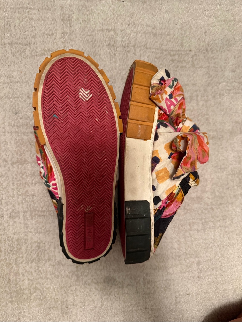 FARM Rio Floral Bow Platform Slip-On in Cream, Pink & Orange